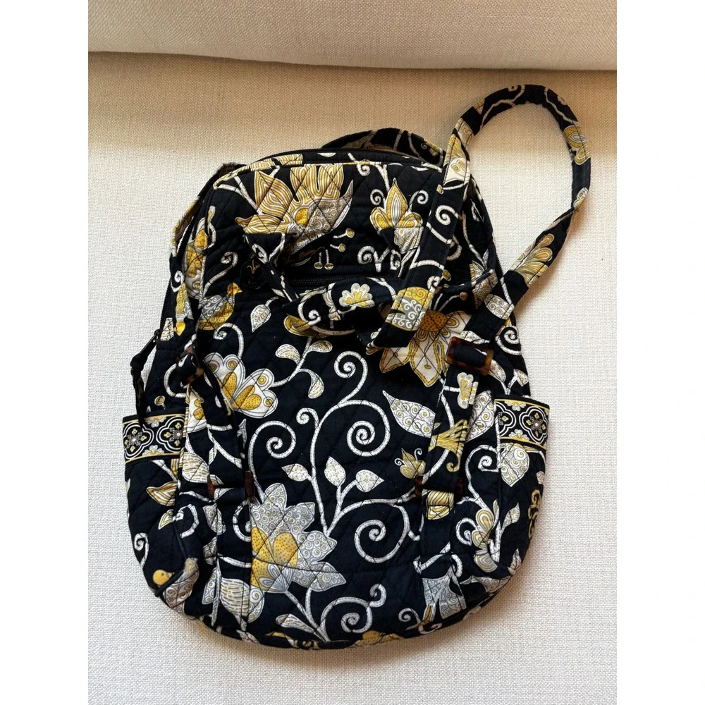 Y2K Vera Bradley Backpack Yellow Bird Floral Retired Quilted‎ Cotton Bag